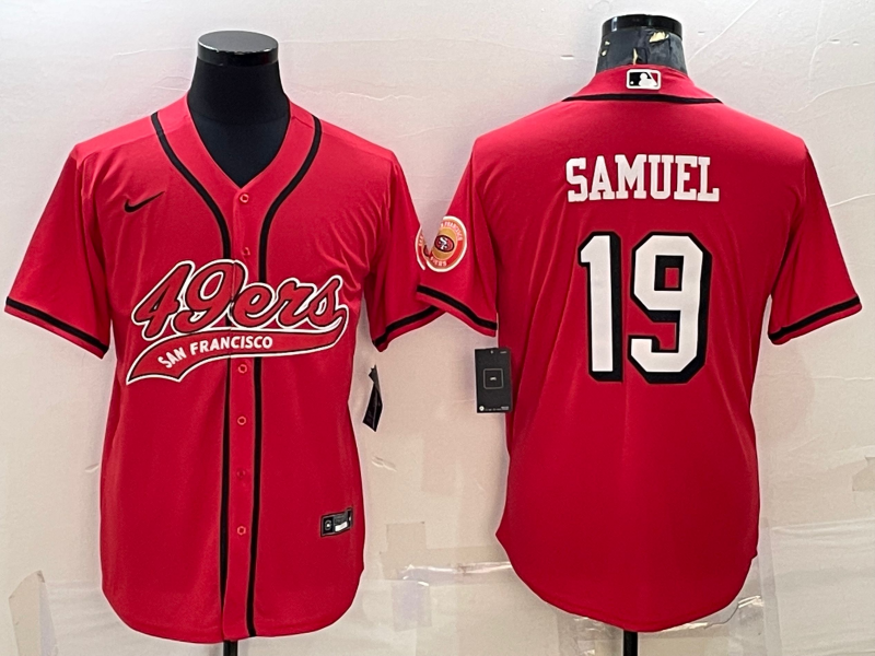 Men's San Francisco 49ers #19 Deebo Samuel Red Color Rush With Patch Cool Base Stitched Baseball Jersey