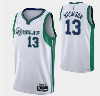 Men's Dallas Mavericks #13 Jalen Brunson White Nike Diamond 2022 City Edition Swingman Stitched Jersey