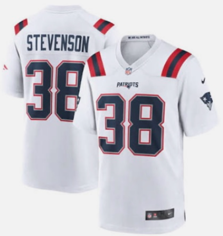 Men's New England Patriots #38 Rhamondre Stevenson White Limited Stitched Game Jersey