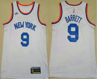 Men's New York Knicks #9 RJ Barrett White NEW 2021 Nike Swingman Stitched Jersey