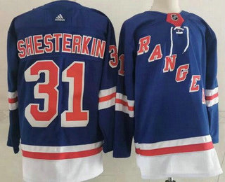 Men's New York Rangers #31 Igor Shesterkin Blue Authentic Adidas Jersey