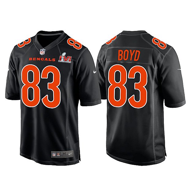 Men's Cincinnati Bengals #83 Tyler Boyd 2022 Black Super Bowl LVI Game Stitched Jersey