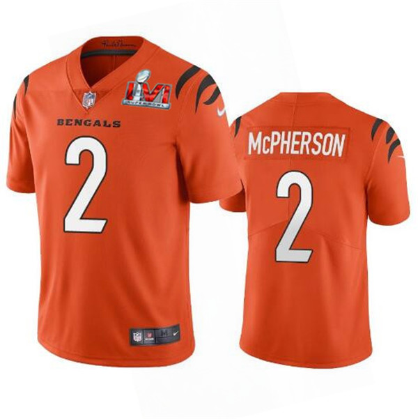 Men's Cincinnati Bengals #2 Evan McPherson 2022 Orange Super Bowl LVI Vapor Limited Stitched Jersey