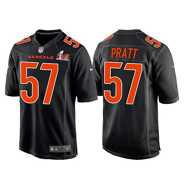 Men's Cincinnati Bengals #57 Germaine Pratt 2022 Black Super Bowl LVI Game Stitched Jersey