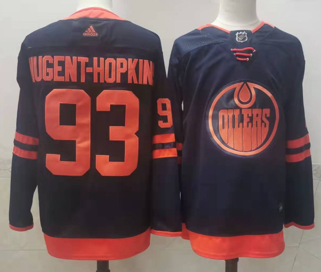 Men's Edmonton Oilers #93 Ryan Nugent Hopkins Navy 50th Anniversary Authentic Jersey