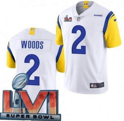 Men's Los Angeles Rams #2 Robert Woods Limited White Alternate 2022 Super Bowl LVI Bound Vapor Jersey