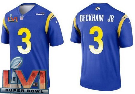 Men's Los Angeles Rams #3 Odell Beckham Jr Limited Blue 2022 Super Bowl LVI Bound Vapor Jersey