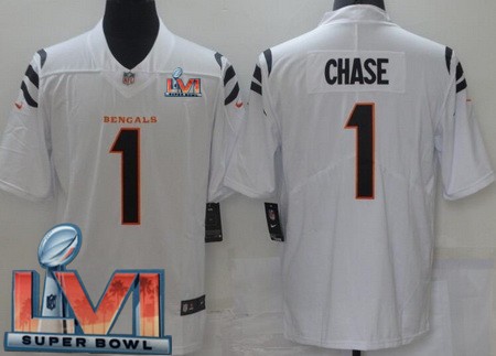 Men's Cincinnati Bengals #1 Ja'Marr Chase Limited White 2022 Super Bowl LVI Bound Vapor Jersey