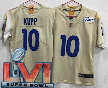 Women's Los Angeles Rams #10 Cooper Kupp Limited Bone 2022 Super Bowl LVI Bound Vapor Jersey