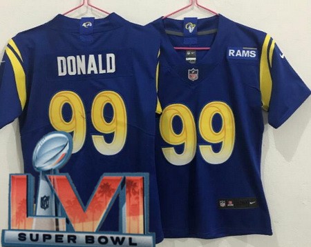 Women's Los Angeles Rams #99 Aaron Donald Limited Royal 2022 Super Bowl LVI Bound Vapor Jersey