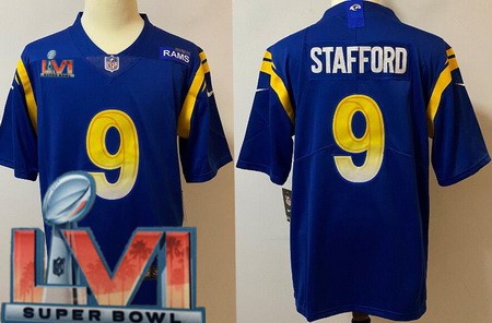 Youth Los Angeles Rams #9 Matthew Stafford Limited Royal 2022 Super Bowl LVI Bound Vapor Jersey