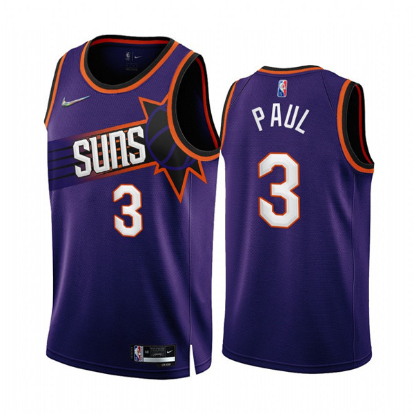 Men's Phoenix Suns #3 Chris Paul 2022-23 Purple 75th Anniversary Icon Edition Stitched Jersey