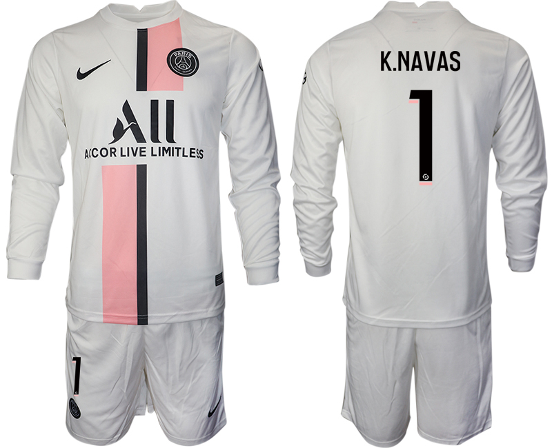 Men 2021-2022 Club Paris St German away white Long Sleeve 1 Soccer Jersey