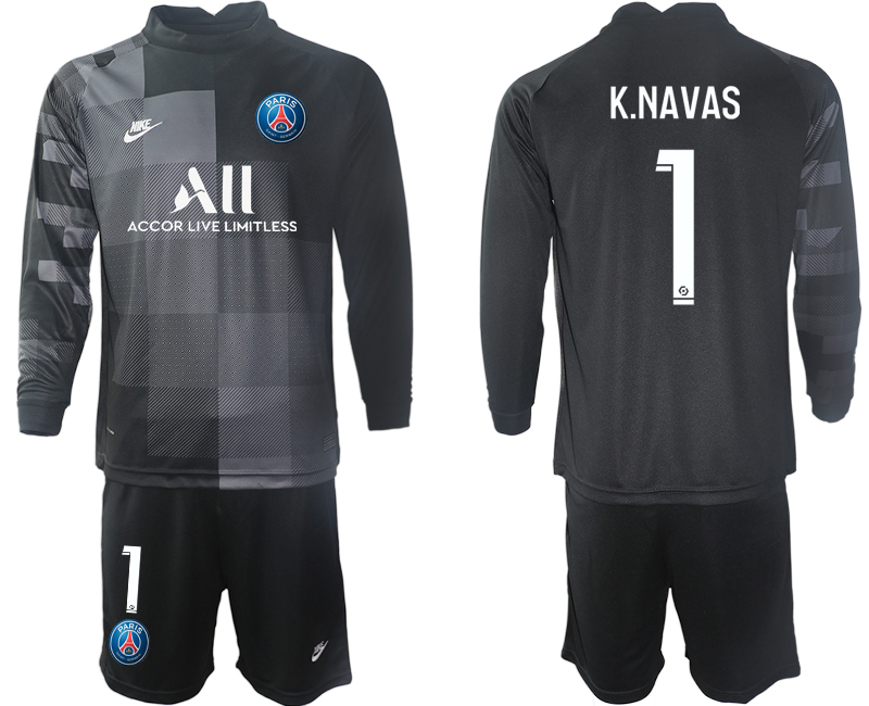 Men 2021-2022 Club Paris St German black goalkeeper Long Sleeve 1 Soccer Jersey