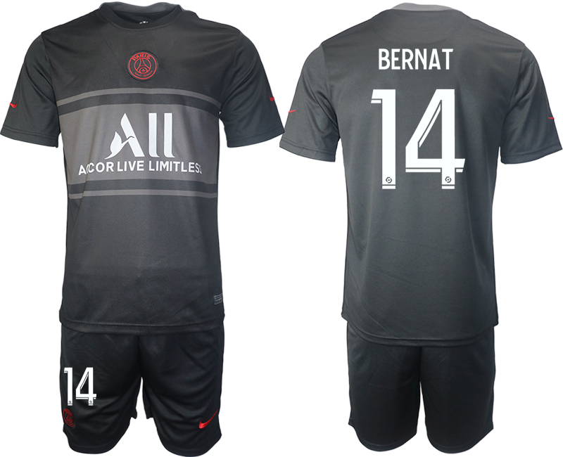 Men 2021-2022 Club Paris St German Second away black 14 Soccer Jersey