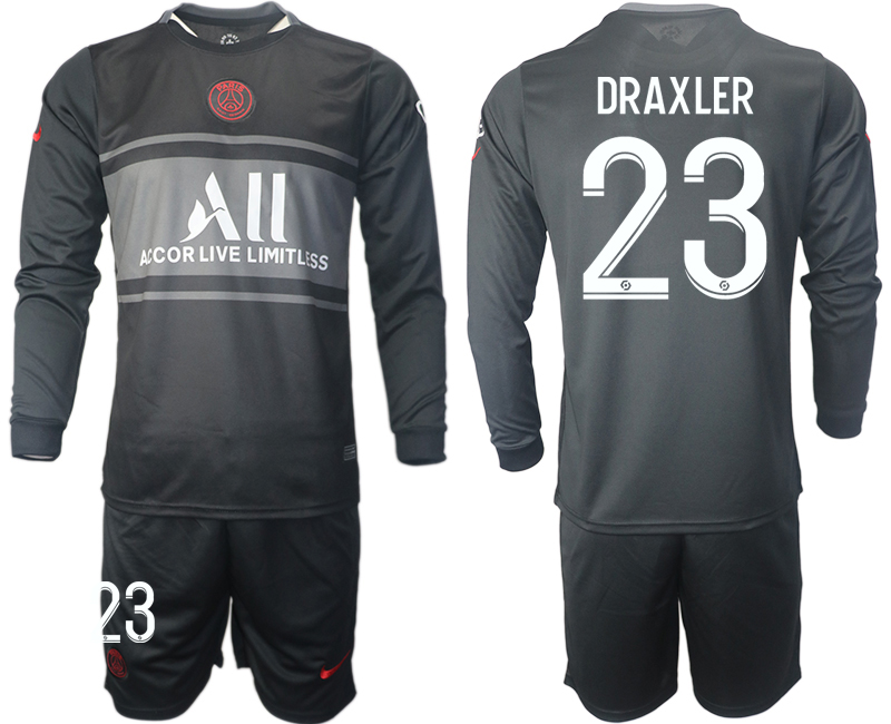 Men 2021-2022 Club Paris St German Second away black Long Sleeve 23 Soccer Jersey