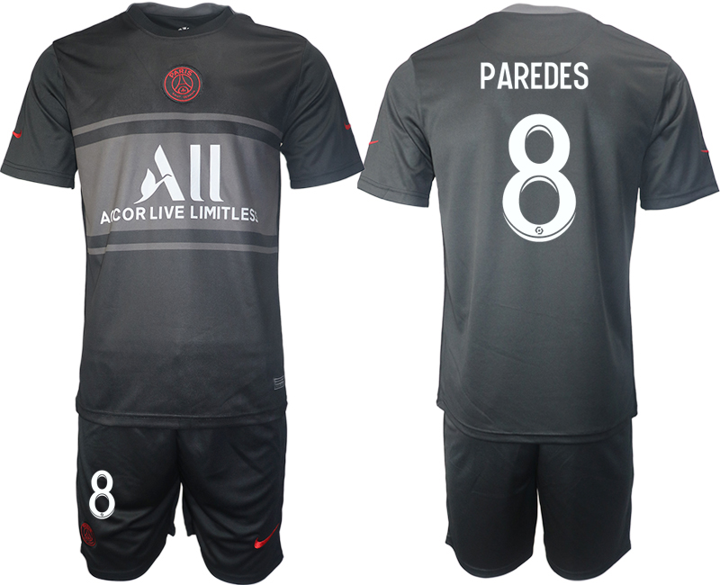 Men 2021-2022 Club Paris St German Second away black 8 Soccer Jersey