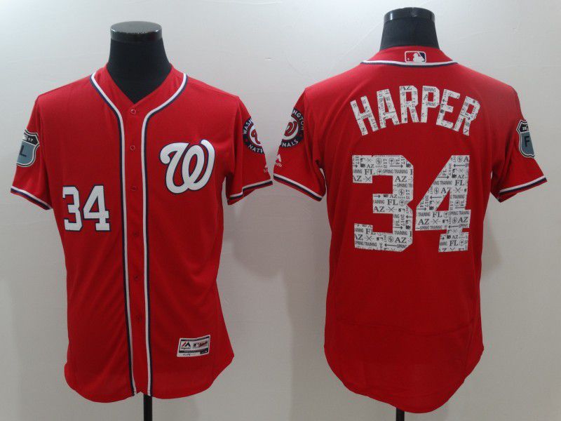 Men Washington Nationals #34 Harper Red Spring Edition Elite 2022 MLB Jersey