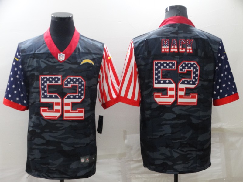 Men's Los Angeles Chargers #52 Khalil Mack Camo USA Flag Limited Stitched Jersey