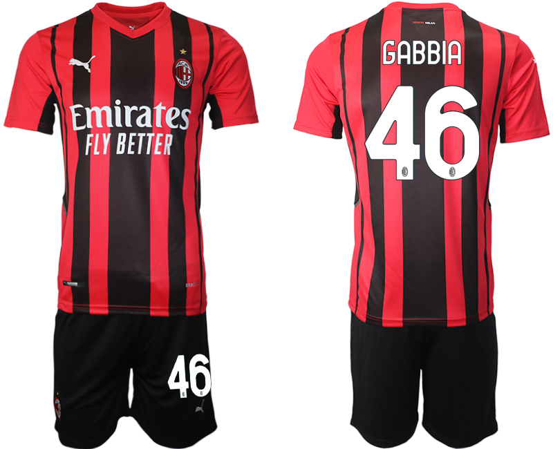 Men 2021-2022 Club AC Milan home red 46 Soccer Jersey