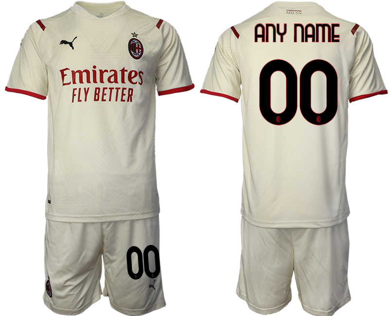 Men 2021-2022 Club AC Milan away cream customized Soccer Jersey