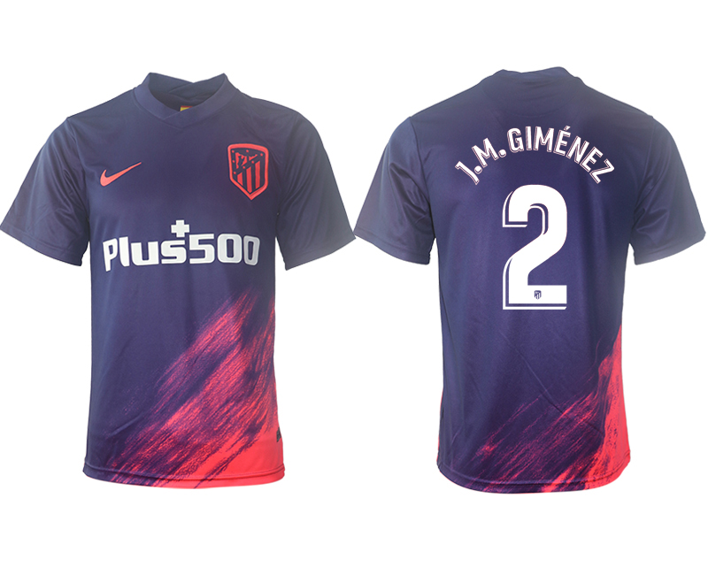 Men 2021-2022 Club Atletico Madrid away aaa version purple 2 Soccer Jersey