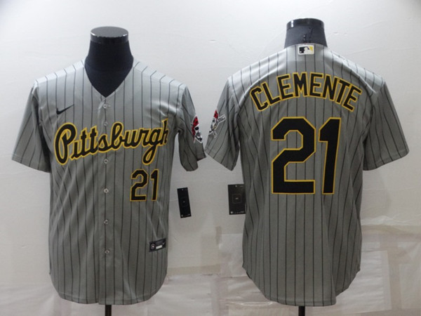 Men's Pittsburgh Pirates #21 Roberto Clemente Dark Grey Cool Base Stitched Jersey