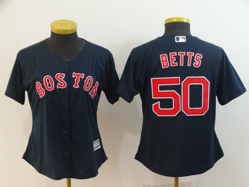 Women's Boston Red Sox #50 Mookie Betts Navy Blue New Cool Base Stitched MLB Jersey