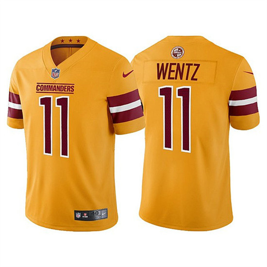 Men's Washington Commanders #11 Carson Wentz Gold Vapor Untouchable Stitched Football Jersey