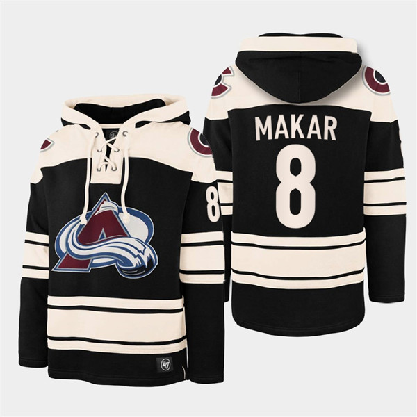 Men's Colorado Avalanche #8 Cale Makar Black All Stitched Sweatshirt Hoodie