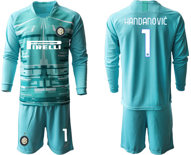 2020-21 Inter Milan lake blue goalkeeper 1# HANDANOVIC long sleeve soccer jerseys