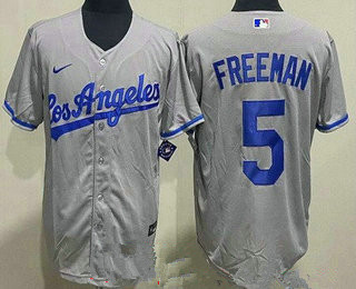 Women's Los Angeles Dodgers #5 Freddie Freeman Gray Road Cool Base Jersey