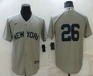 Men's New York Yankees #26 DJ LeMahieu 2021 Grey Field of Dreams Cool Base Stitched Baseball Jersey