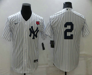 Men's New York Yankees #2 Derek Jeter NEW White No Name Stitched MLB Nike Cool Base Throwback Jersey