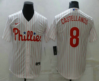 Men's Philadelphia Phillies #8 Nick Castellanos White Stitched MLB Cool Base Nike Jersey