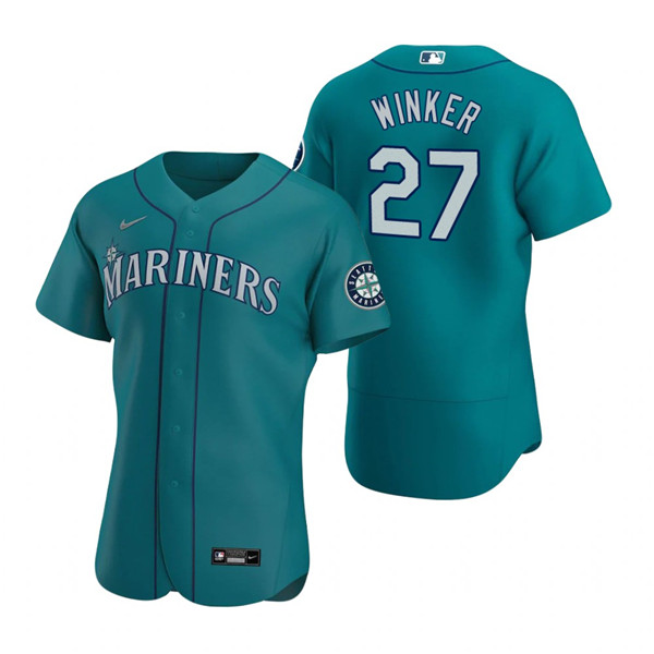 Men's Seattle Mariners #27 Jesse Winker Aqua Flex Base Stitched Jersey