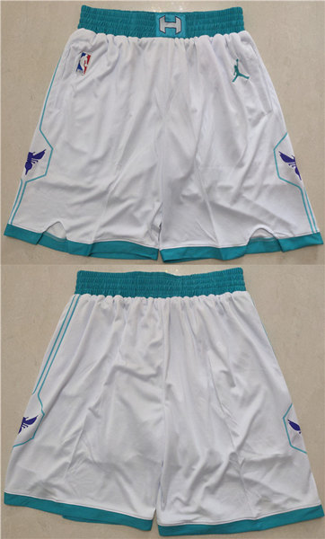 Men's Charlotte Hornets White Throwback Shorts (Run Small)