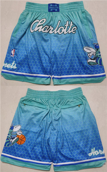 Men's Charlotte Hornets Blue Throwback Shorts (Run Small)