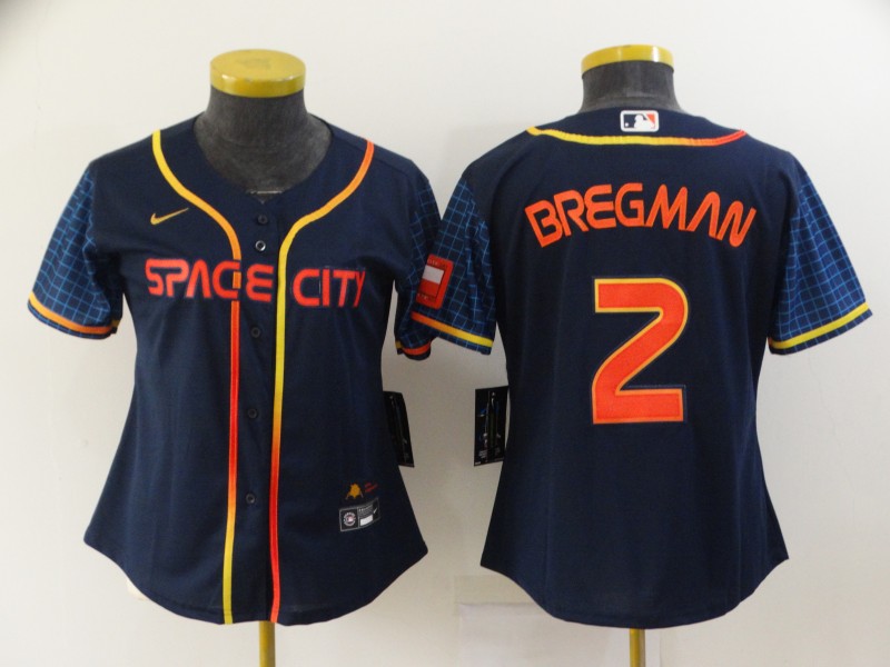 Women's Houston Astros #2 Alex Bregman 2022 Navy Blue City Connect Cool Base Stitched Jersey