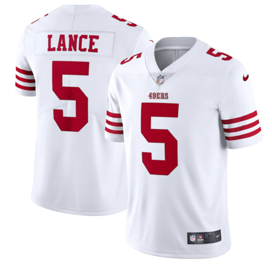 Men's San Francisco 49ers #5 Trey Lance 2022 New White Vapor Untouchable Stitched Jersey