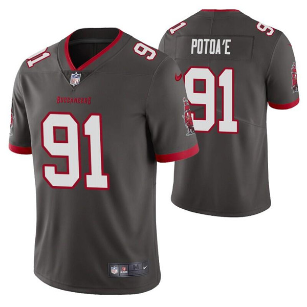 Men's Tampa Bay Buccaneers #91 Benning Potoa'e Gray Vapor Untouchable Limited Stitched Jersey