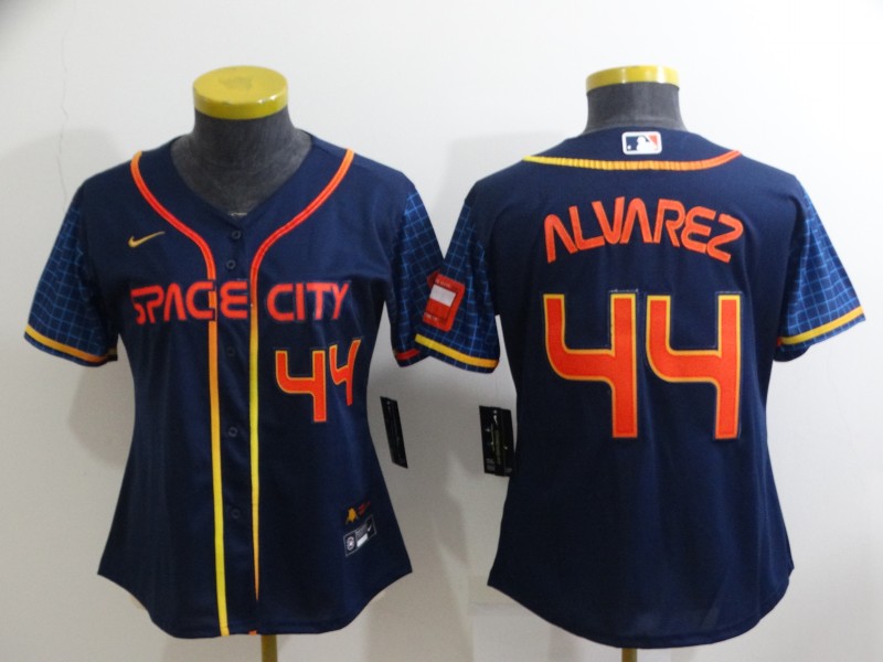 Youth Houston Astros #44 Yordan Alvarez Number 2022 Navy Blue City Connect Cool Base Stitched Jersey