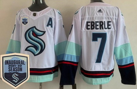 Men's Seattle Kraken #7 Jordan Eberle White 2021-22 Season Inaugural Authentic Jersey