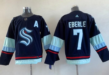 Men's Seattle Kraken #7 Jordan Eberle Navy Authentic Jersey