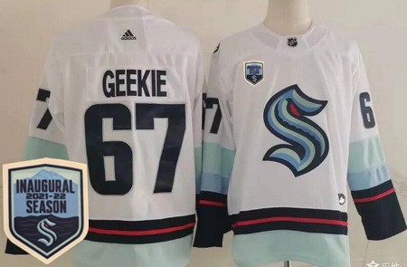 Men's Seattle Kraken #67 Morgan Geekie White 2021-22 Season Inaugural Authentic Jersey