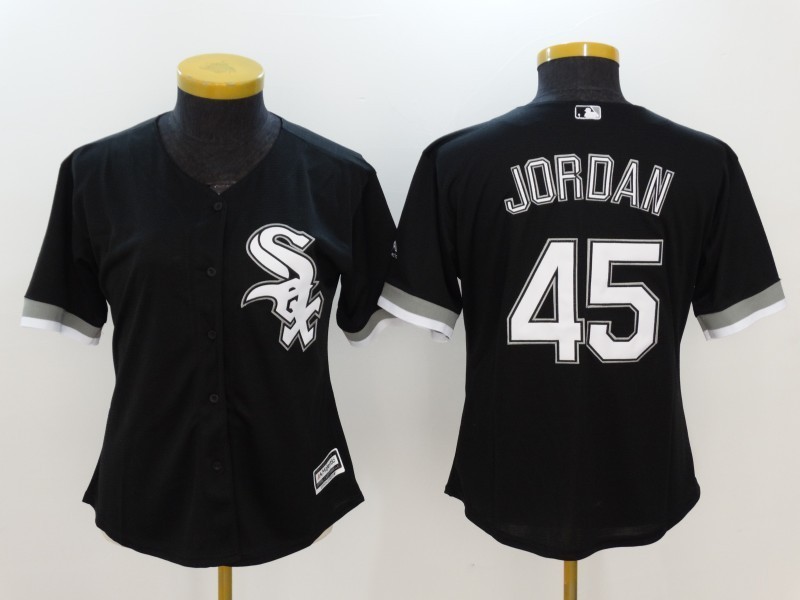 Women's Chicago White Sox #45 Michael Jordan Black Stitched Jersey