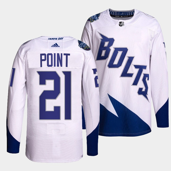 Men's Tampa Bay Lightning#21 Brayden Point 2022 White Stadium Series Breakaway Stitched Jersey