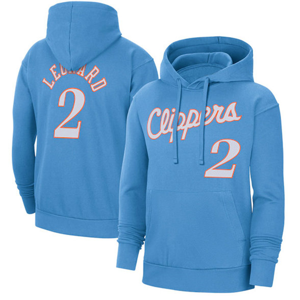 Men's Los Angeles Clippers #2 Kawhi Leonard Blue Pullover Hoodie