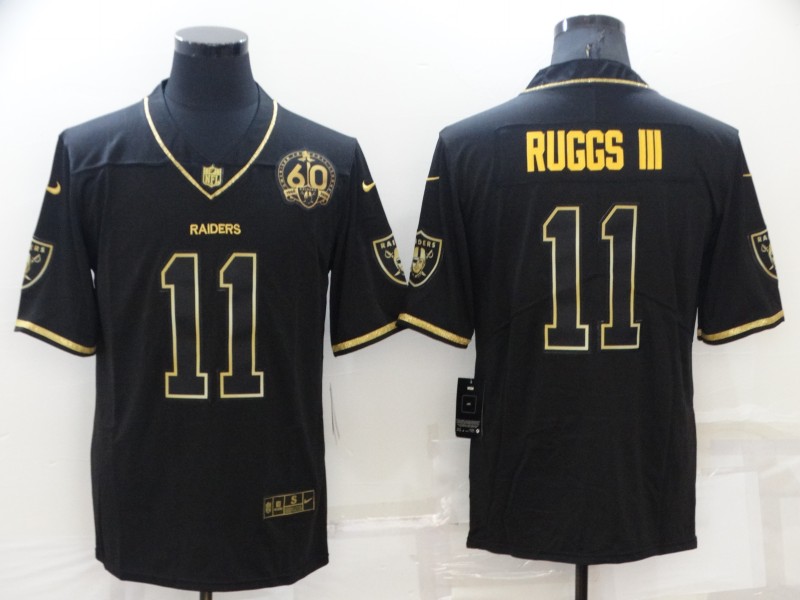 Men's Las Vegas Raiders #11 Henry Ruggs III Black Golden Edition 60th Patch Stitched Nike Limited Jersey