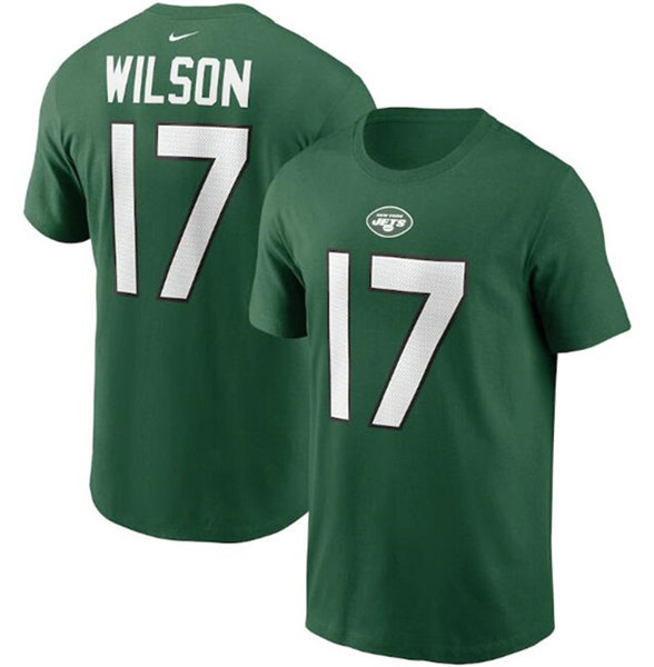 Men's New York Jets #17 Garrett Wilson 2022 Green Name & Number T-Shirt